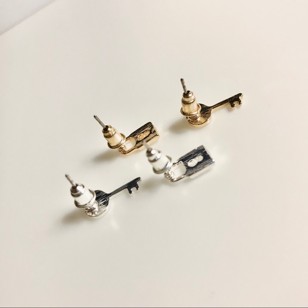 “Just A Secret” Lock Key Dainty Cute Stud Earring - Picture 6 of 8
